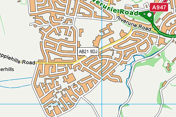 AB21 9DJ map - OS VectorMap District (Ordnance Survey)