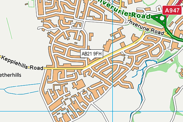 AB21 9FH map - OS VectorMap District (Ordnance Survey)