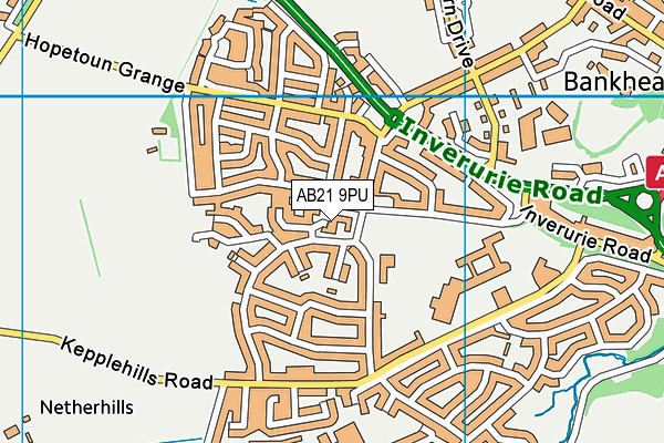 AB21 9PU map - OS VectorMap District (Ordnance Survey)