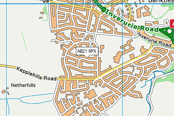 AB21 9PX map - OS VectorMap District (Ordnance Survey)