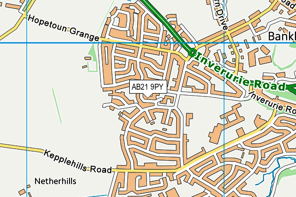 AB21 9PY map - OS VectorMap District (Ordnance Survey)