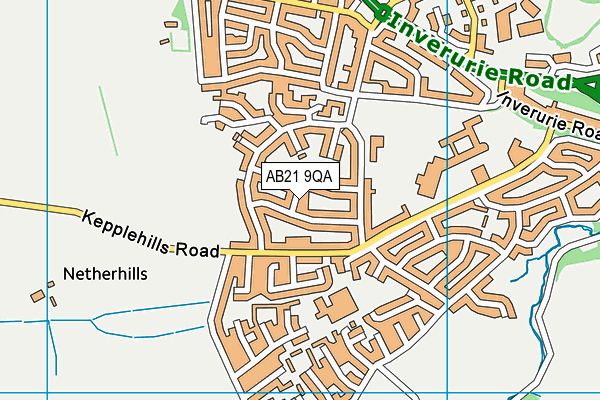 AB21 9QA map - OS VectorMap District (Ordnance Survey)