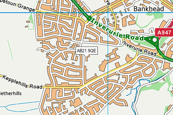 AB21 9QE map - OS VectorMap District (Ordnance Survey)