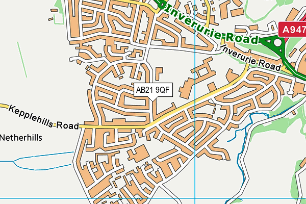 AB21 9QF map - OS VectorMap District (Ordnance Survey)