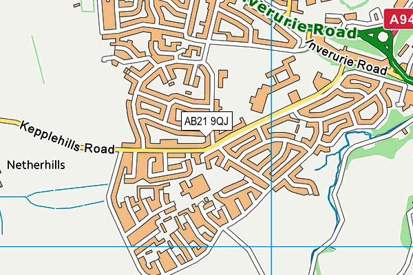 AB21 9QJ map - OS VectorMap District (Ordnance Survey)