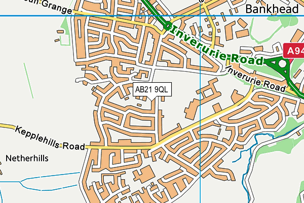 AB21 9QL map - OS VectorMap District (Ordnance Survey)