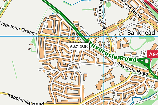 AB21 9QR map - OS VectorMap District (Ordnance Survey)