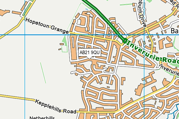 AB21 9QU map - OS VectorMap District (Ordnance Survey)
