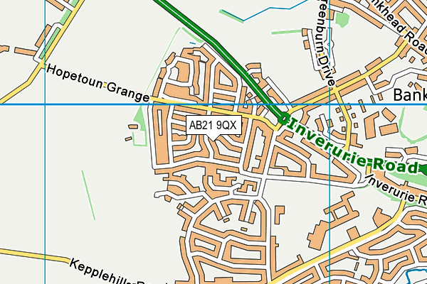AB21 9QX map - OS VectorMap District (Ordnance Survey)