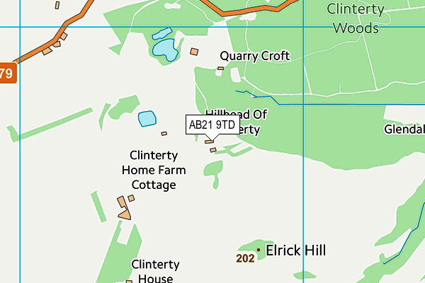 AB21 9TD map - OS VectorMap District (Ordnance Survey)