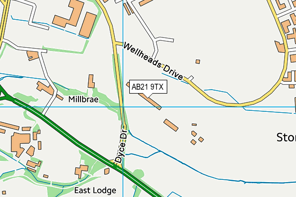 AB21 9TX map - OS VectorMap District (Ordnance Survey)