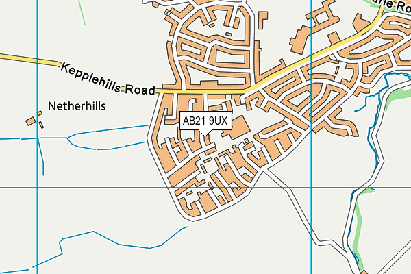 AB21 9UX map - OS VectorMap District (Ordnance Survey)
