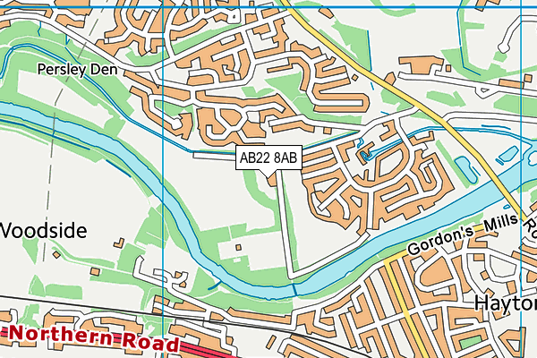 AB22 8AB map - OS VectorMap District (Ordnance Survey)