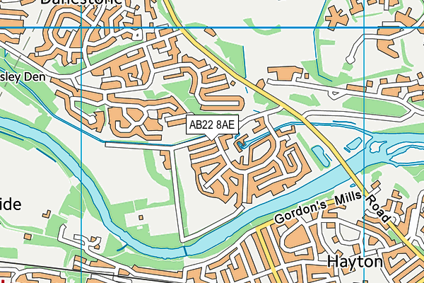 AB22 8AE map - OS VectorMap District (Ordnance Survey)