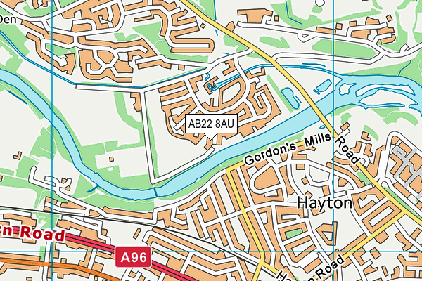 AB22 8AU map - OS VectorMap District (Ordnance Survey)