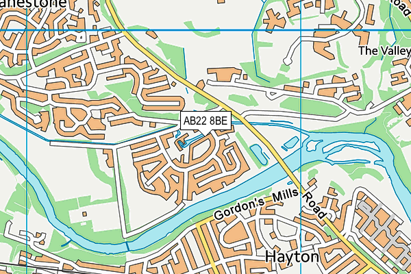 AB22 8BE map - OS VectorMap District (Ordnance Survey)