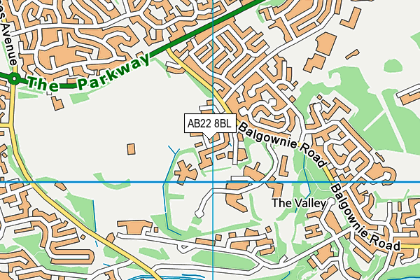 AB22 8BL map - OS VectorMap District (Ordnance Survey)