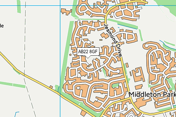 AB22 8GF map - OS VectorMap District (Ordnance Survey)