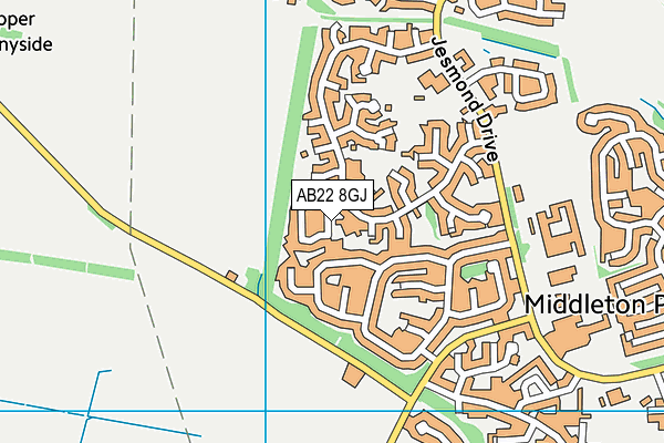 AB22 8GJ map - OS VectorMap District (Ordnance Survey)