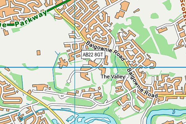 AB22 8GT map - OS VectorMap District (Ordnance Survey)