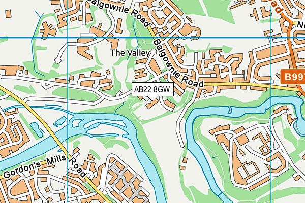 AB22 8GW map - OS VectorMap District (Ordnance Survey)