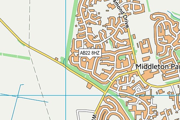 AB22 8HZ map - OS VectorMap District (Ordnance Survey)
