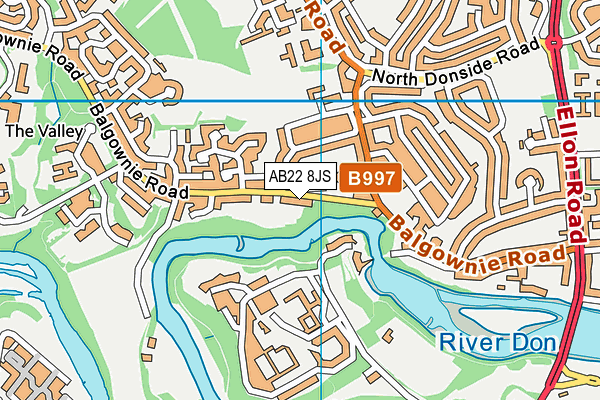 AB22 8JS map - OS VectorMap District (Ordnance Survey)