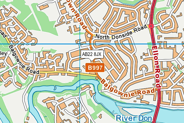 AB22 8JX map - OS VectorMap District (Ordnance Survey)