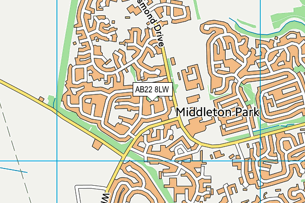 AB22 8LW map - OS VectorMap District (Ordnance Survey)