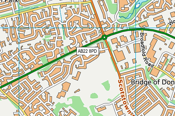 AB22 8PD map - OS VectorMap District (Ordnance Survey)