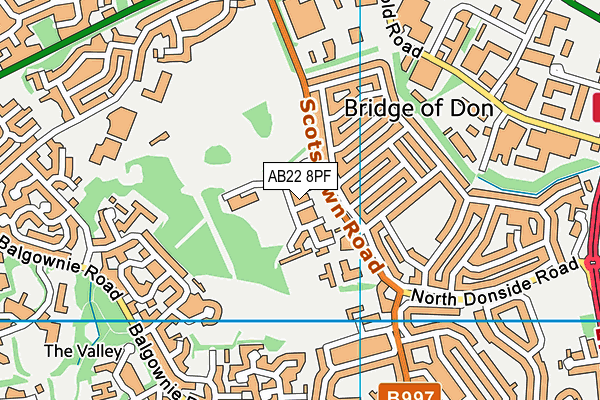 AB22 8PF map - OS VectorMap District (Ordnance Survey)