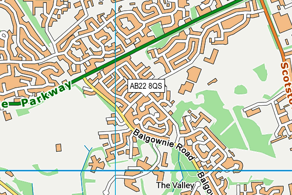 AB22 8QS map - OS VectorMap District (Ordnance Survey)