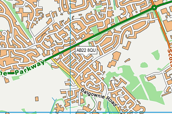 AB22 8QU map - OS VectorMap District (Ordnance Survey)