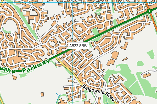 AB22 8RW map - OS VectorMap District (Ordnance Survey)