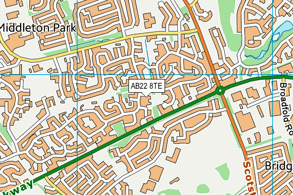 AB22 8TE map - OS VectorMap District (Ordnance Survey)