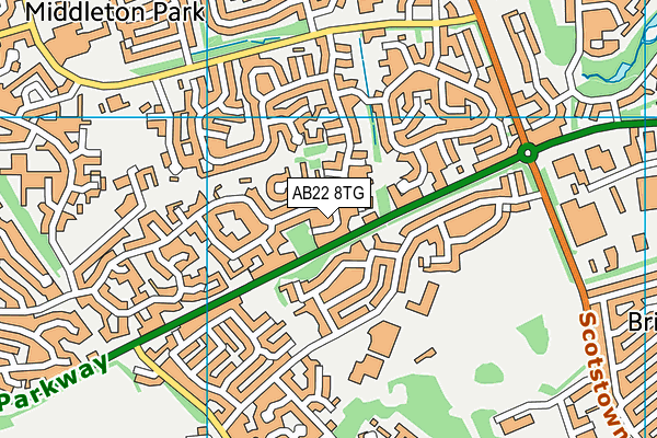 AB22 8TG map - OS VectorMap District (Ordnance Survey)