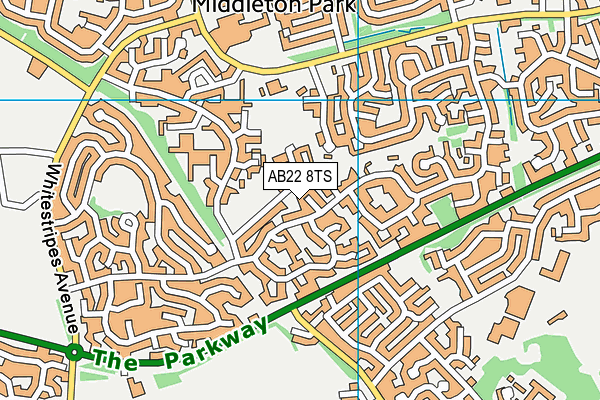 AB22 8TS map - OS VectorMap District (Ordnance Survey)