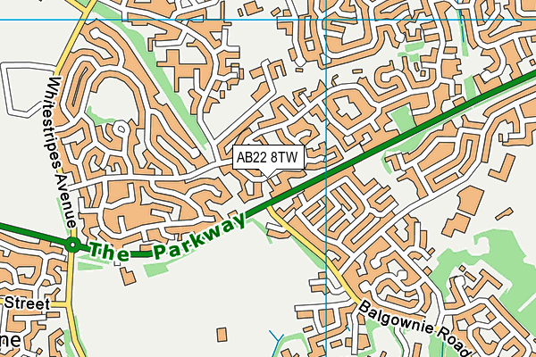 AB22 8TW map - OS VectorMap District (Ordnance Survey)