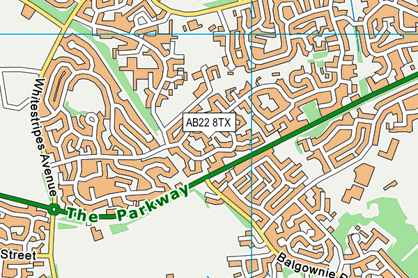 AB22 8TX map - OS VectorMap District (Ordnance Survey)