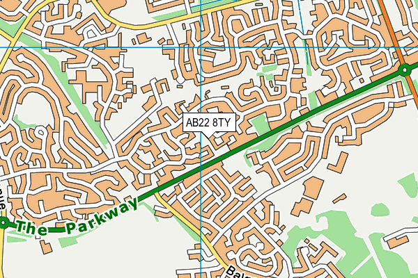 AB22 8TY map - OS VectorMap District (Ordnance Survey)