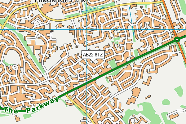 AB22 8TZ map - OS VectorMap District (Ordnance Survey)