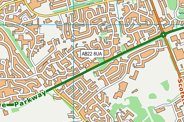 AB22 8UA map - OS VectorMap District (Ordnance Survey)