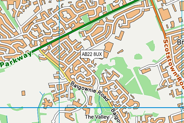 AB22 8UX map - OS VectorMap District (Ordnance Survey)
