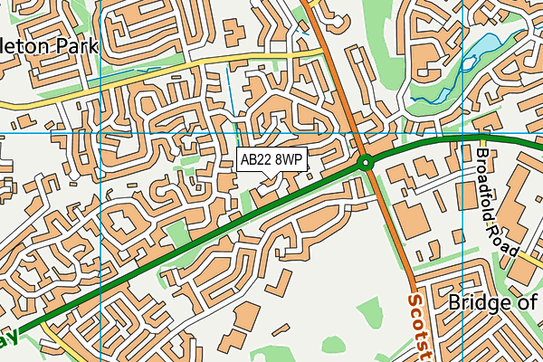 AB22 8WP map - OS VectorMap District (Ordnance Survey)