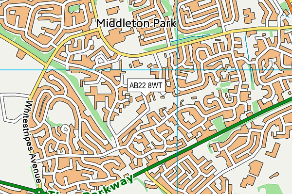 AB22 8WT map - OS VectorMap District (Ordnance Survey)