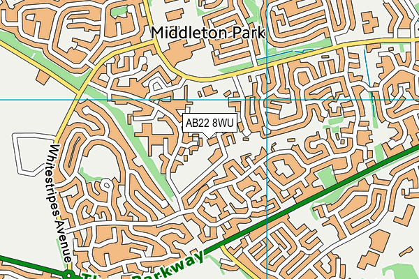 AB22 8WU map - OS VectorMap District (Ordnance Survey)