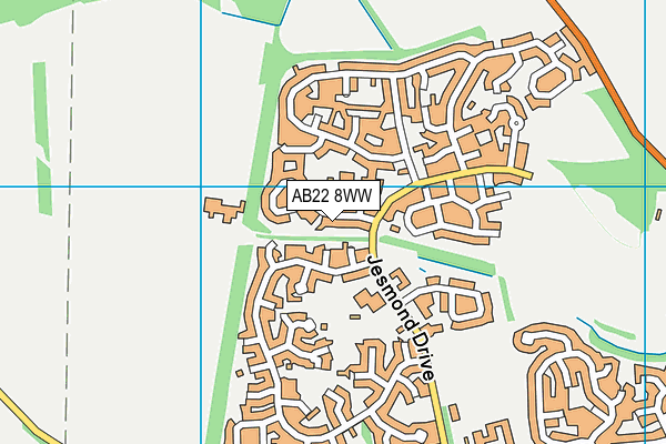 AB22 8WW map - OS VectorMap District (Ordnance Survey)