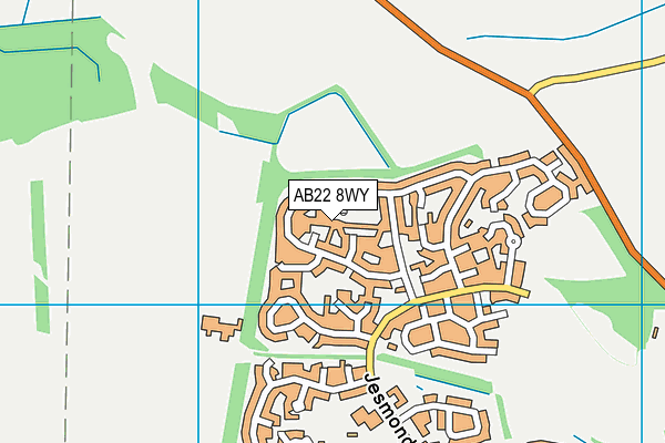 AB22 8WY map - OS VectorMap District (Ordnance Survey)
