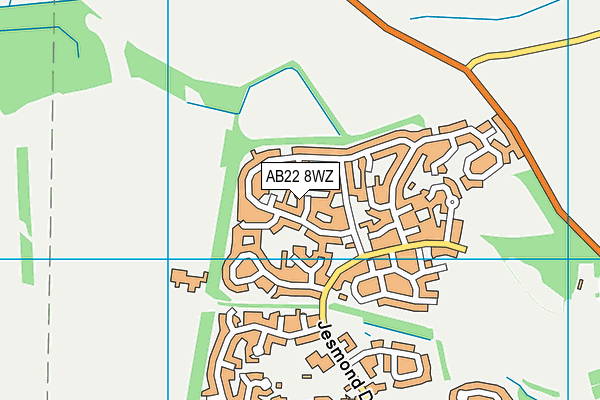 AB22 8WZ map - OS VectorMap District (Ordnance Survey)