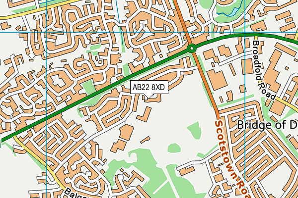 AB22 8XD map - OS VectorMap District (Ordnance Survey)